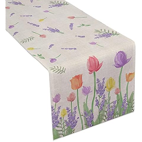 72 x 12 Inches Tulip Table Runner Rustic Retro Kitchen Dining Table Runner Holiday Party Table Decoration Table Runner for Indoor Outdoor Cover
