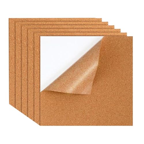 Tablero de Corcho – Juego de 6 Adhesivo Rectangular para Fotos | Paneles de Corcho Removibles para Hogar Oficina Aula | Posavasos Pared Organizador de Notas Sala Dormitorio Cocina Habitación Infantil
