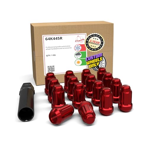 Tuercas M12x1.25 rojas de alta resistencia con diseño de bellota y perfil estrecho con llave