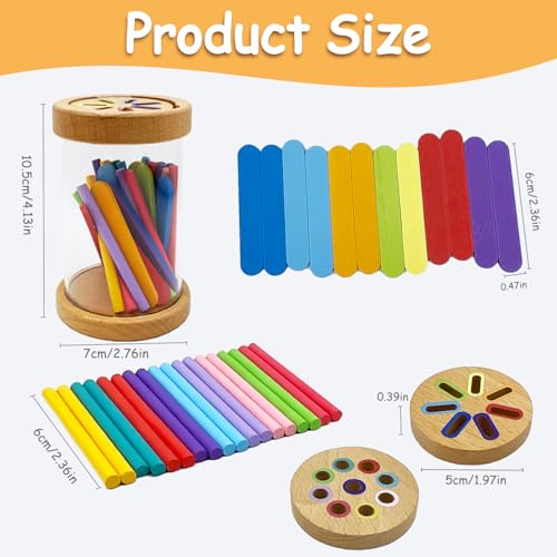 Image of Montessori Shape & Color Sorting Montessori Toys for Toddlers 3, Wooden Fine Motor Skills Sensory Toy Preschool Learning Toys Travel Gift for Boys and Girls (Acrylic Set)