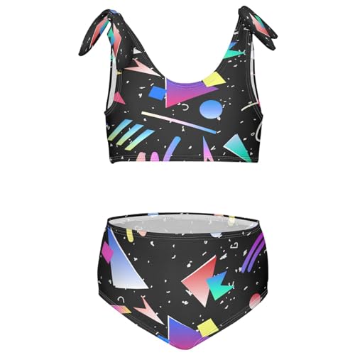 Retro 80s 90s Memphis Girls Swimsuits Geometric Hip Hop Style Kids Bikini Sets 2 Pcs Bathing Suit for 3T