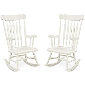 Alternative view of Giantex Rocking Chair Solid Wooden Frame Outdoor & Indoor Rocker for Garden, Patio, Balcony, Backyard Porch Rocker (2, White)