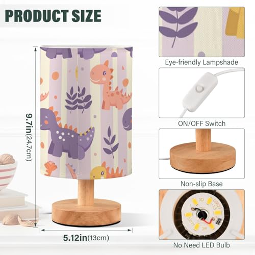 Lámpara de Mesa Dinosaurios Cute Rayas Moradas miniatura 3