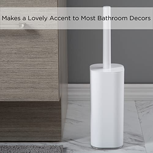 Image of Bath Bliss Acrylic Bathroom Toilet Bowl Brush and Holder in White