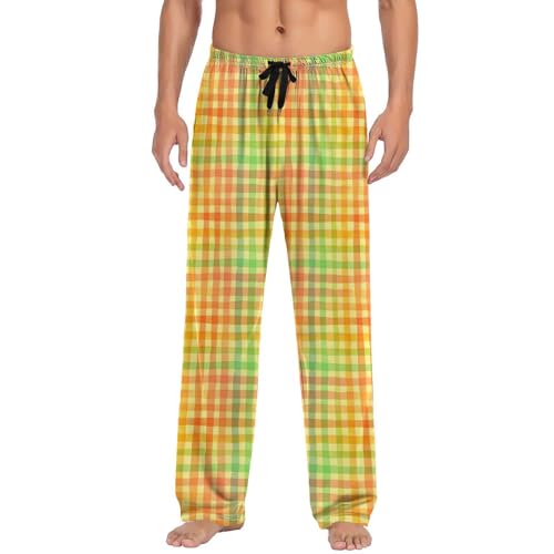 Mens Pajama Pants Plaid Cozy Pants Baggy Lightweight Pjs Trousers Comfy Casual Sleepwear Lounge Pants Sweatpants