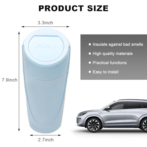 Image of Car Trash Can with Lid, Mini Car Garbage Bin Leakproof Cup Holder Trash Can, Multipurpose Organizer Door Pocket Trash Cup Fits Auto Home Office, Universal Garbage Can (Light Blue)