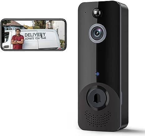 Cámara de timbre de video inteligente con timbre, detección humana AI, audio de 2 vías, vista en vivo HD, solo red 2.4G, visión nocturna,