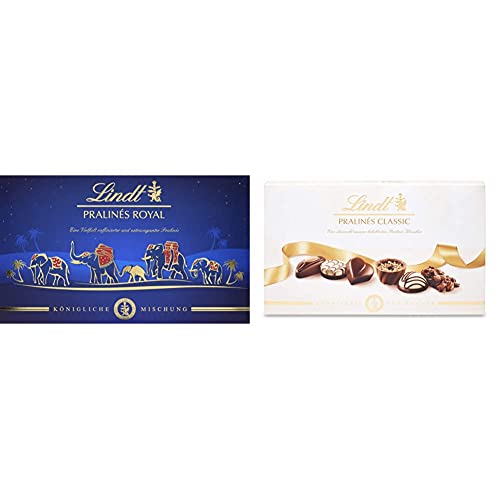 Lindt Schokolade Royal Pralinen, königliche Mischung, Pralinen Geschenk (1x300g) & Pralinés Classic 200g, eine harmonisch aufeinander abgestimmte Auswahl der 11 beliebtesten klassischen Lindt-Pralinés