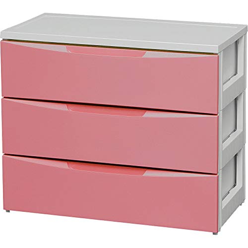 アイリスオーヤマ チェスト ワイド 3段 幅72.5×奥行41.5×高さ61.5cm ホワイト / ピンク 白 プラスチック COD-723