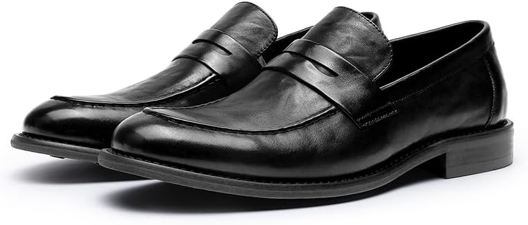 Mens Slip-On Oxfords, Leather Dress Shoes for Business