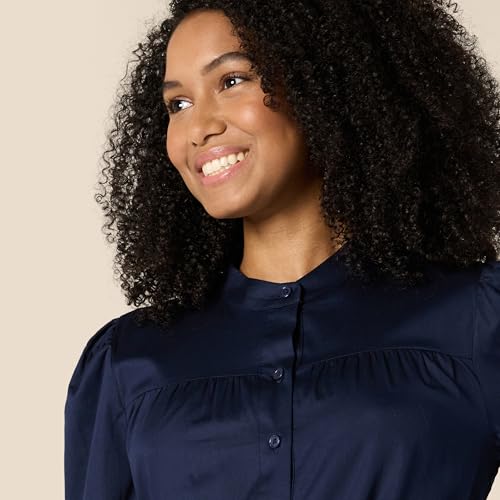 Amazon Essentials Women's Regular-Fit Cotton Sateen Tiered Shirt Dress4