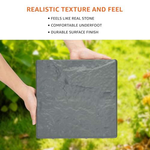 Image of Amazon Basics Concrete Effect Stepping Stones for Garden Pathway & Outdoor Walkway - Realistic Stone Look, Non-Slip Surface