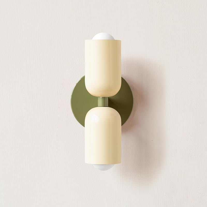 BAUFAS E26 Nordic Double Head Bedroom Bedside Wall Lamp Modern Simple Color Living Room Background Wall Aisle Entrance Wall Lamp (Color : Cold Light, Size : L)