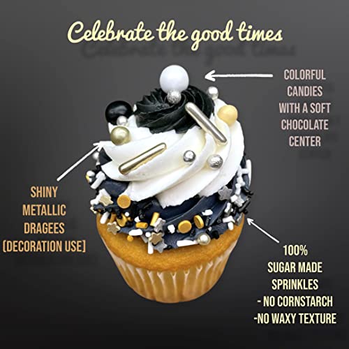 Image of Sprinkles | 4 oz | Gold and silver sprinkles | Metallic sprinkles | New year sprinkles | Glamour sprinkles | Sprinkle mix | Manvscakes