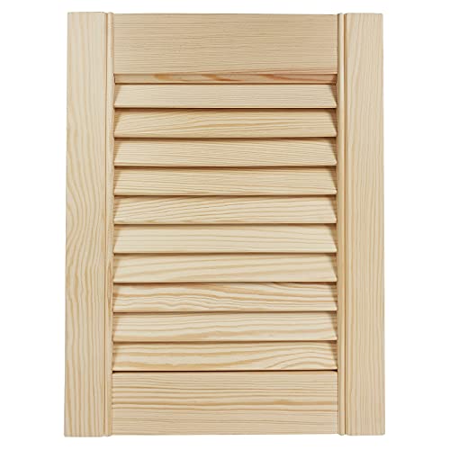 DecoMeister Puerta de Lamas Tipo Persiana de Lumbrera de Celosía de Madera Maciza de Pino Para Armarios Frente de Mueble con Listones Abiertos de Dimensiones 294x395 mm Producto Individual