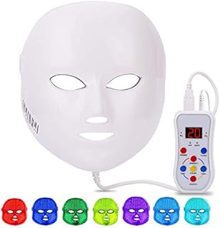 Led Face Mask Light Therapy, NEWKEY 7 Led Light Therapy Facial Skin Care Mask - Blue & Red Light for Acne Photon Mask - Korea PDT Technology for Acne Reduction