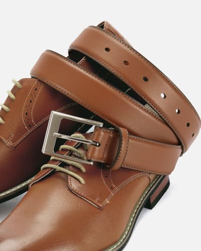 Image of CHAOREN Leather Dress Belt Men 2 Pack - 1 3 /8 inch Mens Belts for Work Business Casual Jeans