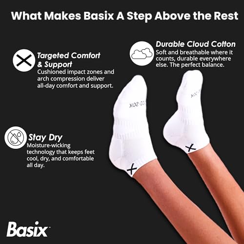 Odd Sox Basix - Big Kids Ankle Socks – White 6-Pack | Durable Everyday Essentials, Premium Comfort Fit3