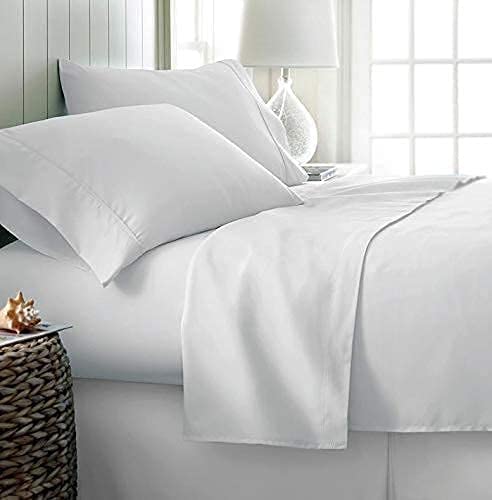 Traumnacht 4 PC Bedding Sheet Set 6-10" Deep Pocket 800TC 100% Egyptian Cotton- Designed for Your Bedrooms,RV,Campers,Boat and motorhomes Easy to fit in Any Mattress- White Solid (72 x 80) RV King