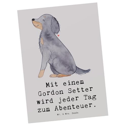 Mr. & Mrs. Panda Postkarte Gordon Setter Abenteuer - Geschenk, Hunderassen Pflege, Postkarten, Spaß, Hunderasse, Ansichtskarte, Beschreibung, Ansichtskarten, Fotokarte, Grußkarte, aufregende Reise