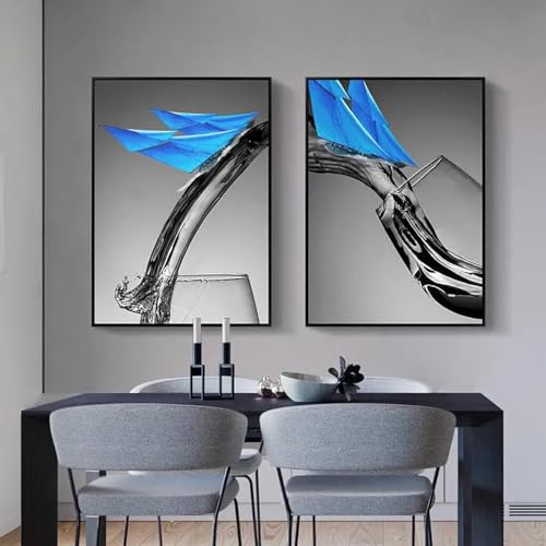 Tasse d'art mural et voilier abstrait sur double toile géante pour un design chic unique