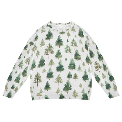 JUNZAN Watercolor Winter Trees Pine Little Girls Hooded Sweatshirt Fleece Kids Pullover Hoodie Athletic 4T