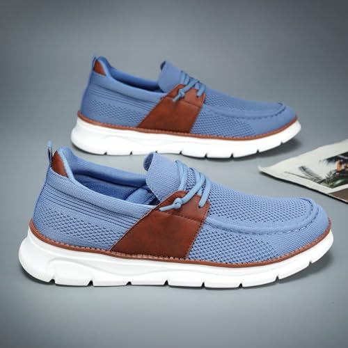 Image of Mens Casual Slip in Boat Shoes Fashion Lightweight Slip On Loafers Walking Beach Sneakers Work Mesh Oxfords Soft Sole