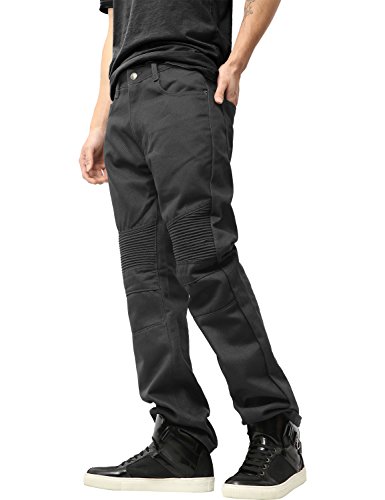 Hat and Beyond Mens Biker Jeans Straight Fit Distressed Hip Hop Zipper Denim Pants2