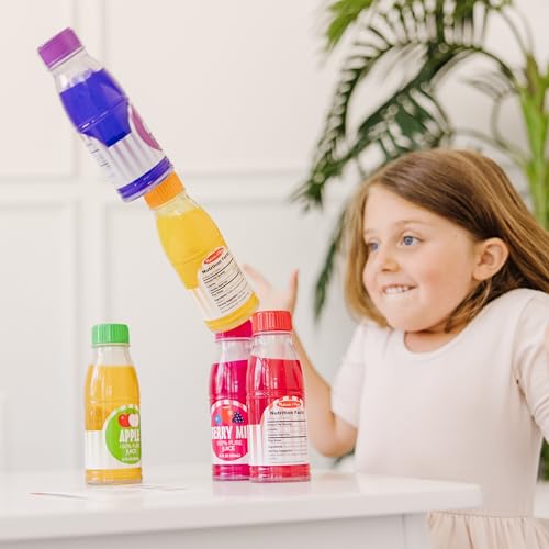 Melissa & Doug Tip & Sip Toy Juice Bottles and Activity Card (6 Pcs) Pretend Play Food Set, Play Kitchen Food For Ages 3+ - image 7