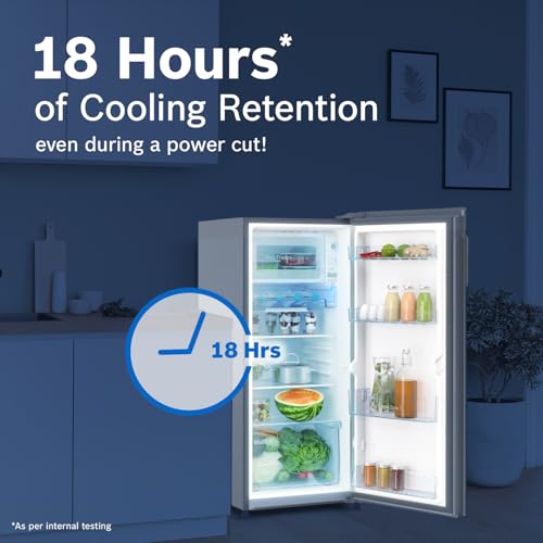 Image of Bosch 226 L, 4 Star, Single Door Refrigerator with Industry's largest vegetable box & largest Beverage space (CST22S24NI, Fine Steel) | 18 Hour Cooling Retention during powercut, 2.5x Faster Cooling