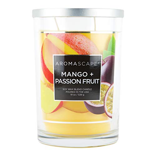 Aromascape PT41924 2-Wick Scented Jar Candle, Mango & Passion Fruit, 19-Ounce, Orange