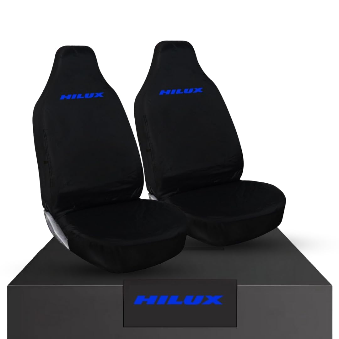 Tee AutoCare Hilux Logo - Front 4 * 4 Seat Covers - Heavy Duty & 100% Water Proof- Fits Toyota Hilux (Blue Logo)