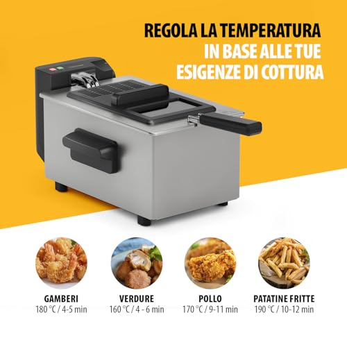 Tristar Friggitrice, 3L, Zona Fredda, Termostato regolabile fino a 190°C, Parti lavabili in lavastoviglie, Finestra, Avvolgicavo, Protezione surriscaldamento, Design compatto, FR-9327 - immagine 5