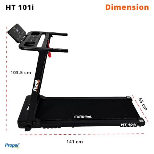 Image of Propel HT 101i Extra Wide Foldable Treadmill - 4HP Peak Motor, 120 kg Max Weight, 12 km /h Speed, 2- Level Manual Incline, Bluetooth Enabled Speakers, Anti-Skid Belt, Easy Assembly