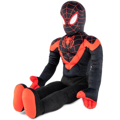 Image of Marvel Spider-Man Miles Morales Plush Pillow Buddy, Kids Character Pillow for Bedroom and Playroom, Soft Polyester Superhero Plush Toy for Naptime, Bedtime and Travel