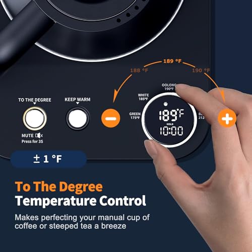 Ulalov Electric Gooseneck Kettle Temperature Control Ultra Fast Boiling Hot Water Kettle 100% Stainless Steel Leak-Proof Design, Auto Shutoff Anti-dry Protection, 1200W-0.8L, Matte Black - Image 5