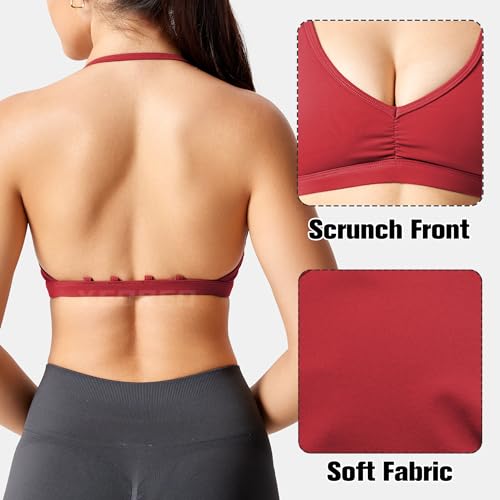 Image of YEOREO CoreFlex Workout Sports Bras for Women Padded Strappy Open Back Gym Bra Light Impact Criss Cross Yoga Crop Top