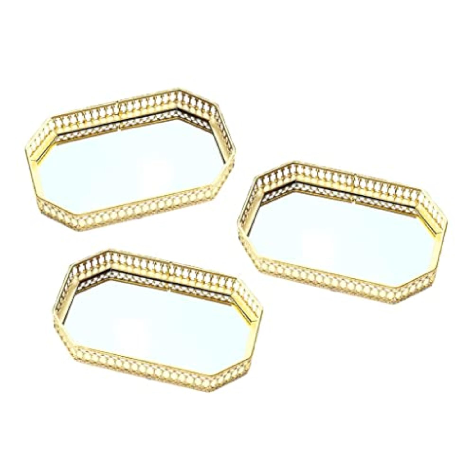 3pcs Tray Serving Mirror Jewelry Storage Display Tray