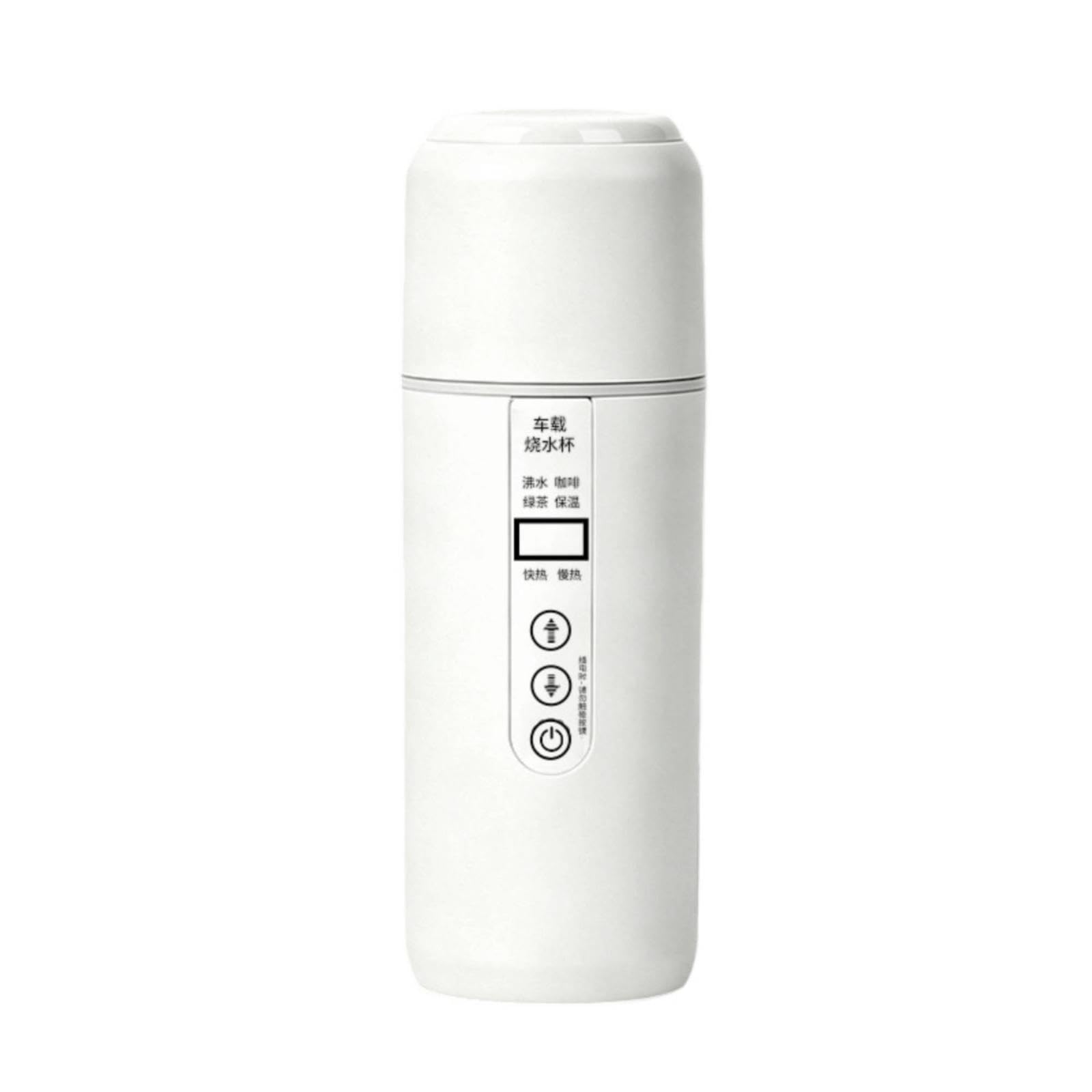 Car Heating Cup 12V/24V Electric Kettle with Car Adapter Stainless Steel Electric Heating Cup for Journeyers, Commuters, Travel White-image-15