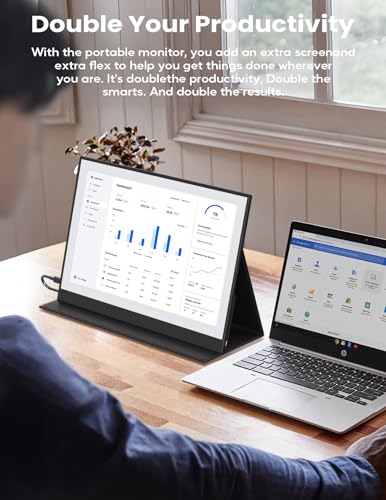 Image of KEEPTIME Portable Monitor 14inch FHD 1920 * 1200P Travel Monitor, USB-C HDMI Laptop Monitor with Dual Speakers, HDR Plug&Play, External Monitor for Laptop Mac PC Phone Xbox PS5