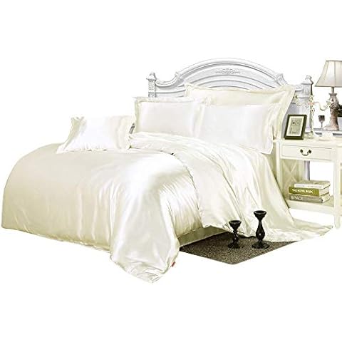 Kanak Bedding All-Season Ultra Soft 500 GSM Queen Size Silky Satin 7Pcs Comforter Set (Comforter + Fitted 15"+ Flat + 4 Pillow Case) Dark Ivory Cover