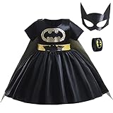 Hugeek Hero Princess Costume for Girls Dress Outfits Fancy Birthday Halloween Party Cosplay Dress Up (Classic Black, 5-6 Years)
