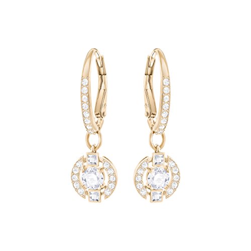 Swarovski Sparkling Dance Round Pierced Earrings, White, Rose Gold Plating