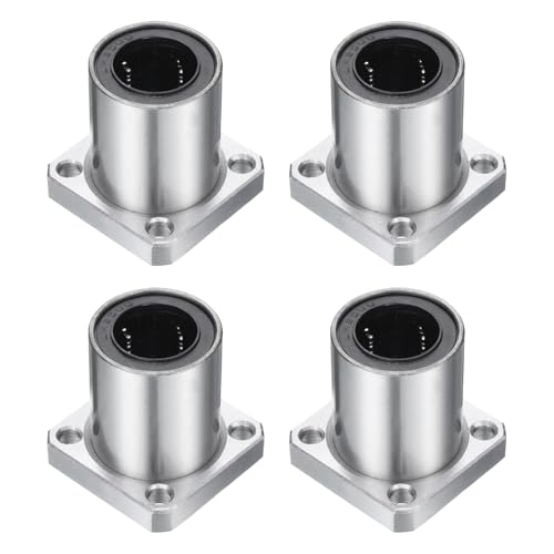 QUARKZMAN Rodamientos Lineales LMK20UU 20mm Diámetro Interior 32mm Diámetro Exterior 42mm Longitud Brida Cuadrada Jaula de Acero para Máquina CNC Impresora 3D