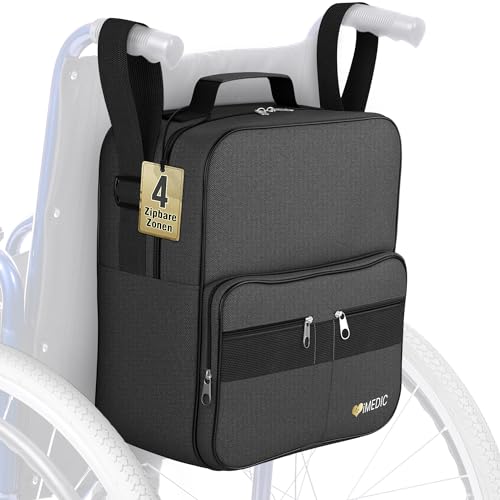 iMedic Deluxe Rollstuhltasche – lässt Sich an den Griffen befestigen, um eine nützliche und praktische Aufbewahrung zu bieten (schwarz)
