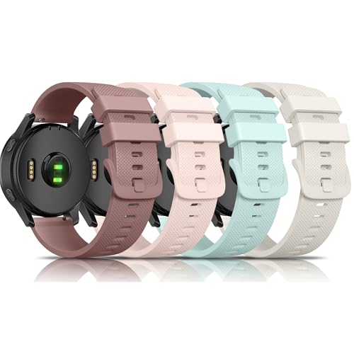 4 Pack for Garmin Forerunner 245 Straps Garmin Vivoactive 5 Strap Venu SQ Strap 20mm Soft Silicone Replacement Wristbands for Forerunner 55/645/245 Music Smartwatch