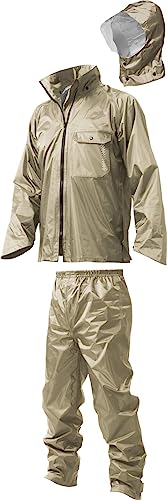 レインスーツ 上下 メンズ (耐水圧:10000mmH2O) (二重袖構造) (裾調節テープ機能) (背中反射プリント) (水滴浸入防止) L ライトグレー AS-4000-L