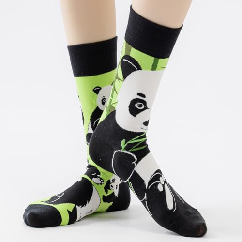 Image of 2 Pairs Cartoon Animal Crew Socks Fun Cotton Mid Calf Socks for Women