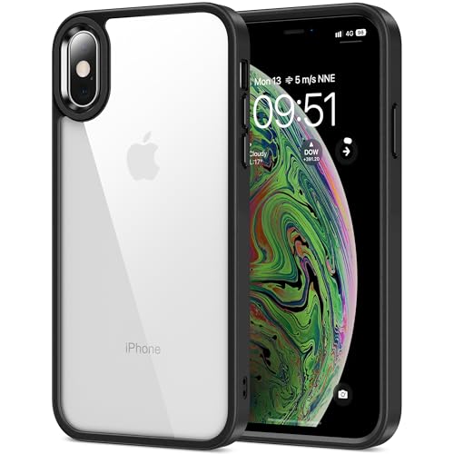 Image of HOOMIL Case for iPhone Xs Max 6.5-Inch, Non-Yellowing, Drop Protection, Anti-Scratch Transparent Hard Back Phone Cover - Black