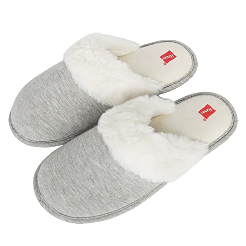 Hanes Womens Superior Comfort Cotton Slip On Scuff Slipper With Memory Foam And Anti-Skid Sole , Grey , X-Large #TOP4